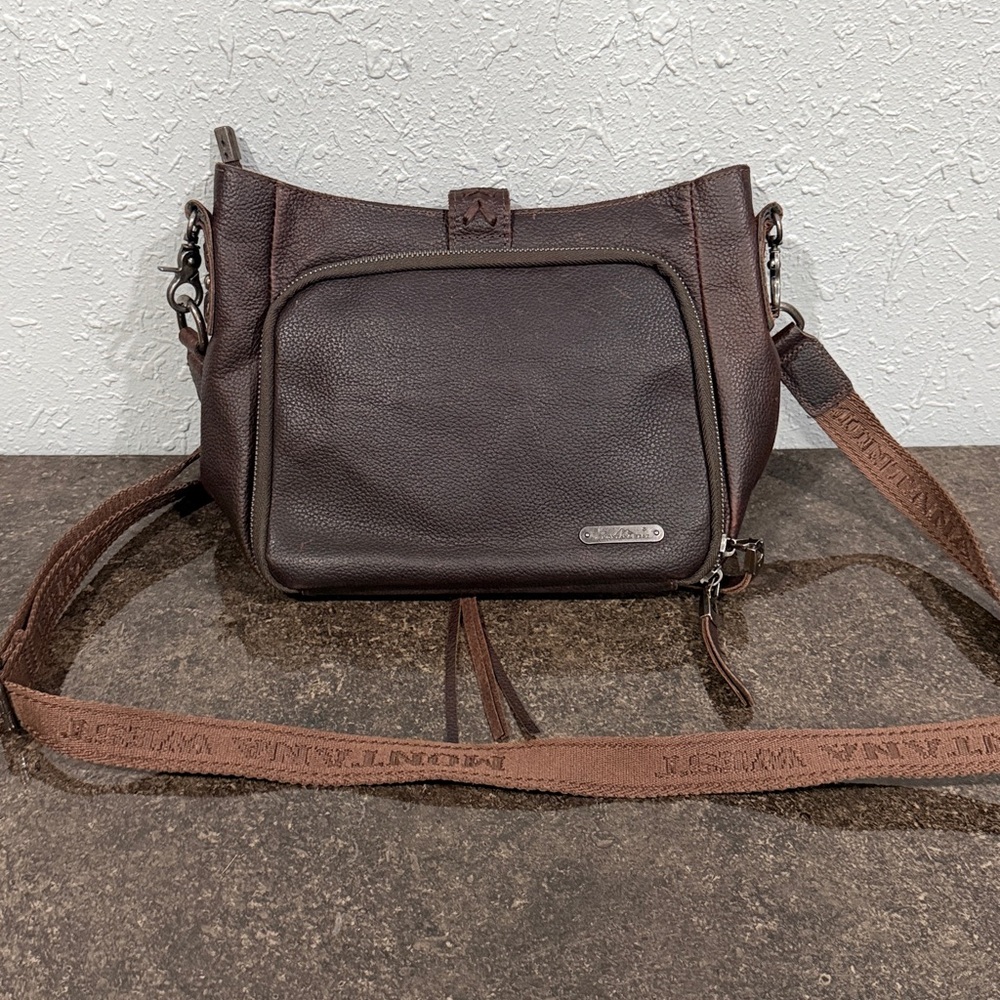 Montana West Chocolate Brown Genuine Leather Concealed Carry Hobo Crossbody Bag - Picture 4 of 9